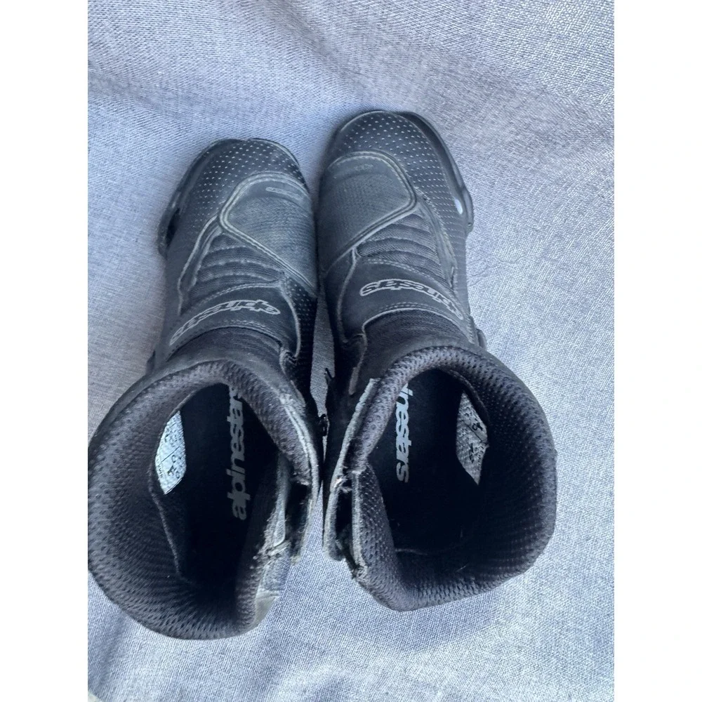 Alpinestars SMX-1 R Vented Motorcycle Boots Men's Size 9 US Black Strap Zip